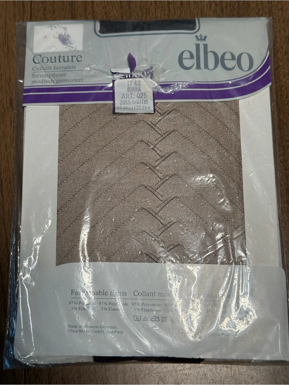 Vintage Elbeo Couture Textured Pantyhose Size S/M New